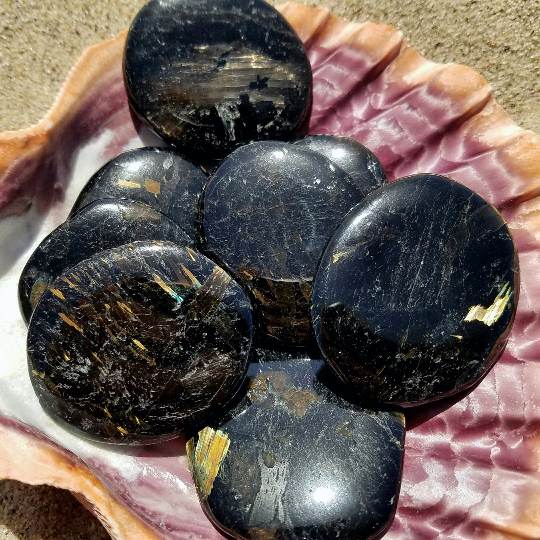 Nuummite palm stones from CrystalRockStar.com
