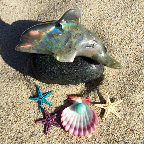 adopt a crystal labradorite dolphin Atlantis mermaid treasure set