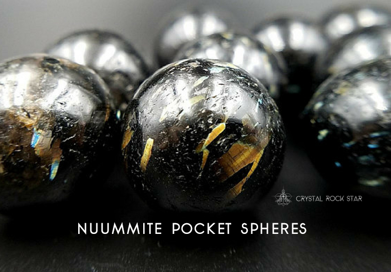Nuummite Pocket Sphere Crystal Palm Stone Ball - CrystalRockStar.com