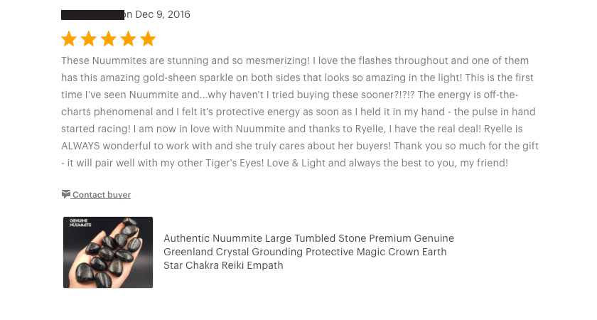 Nuummite Testimonial Review Tumbled Stone CrystalRockStar Shop