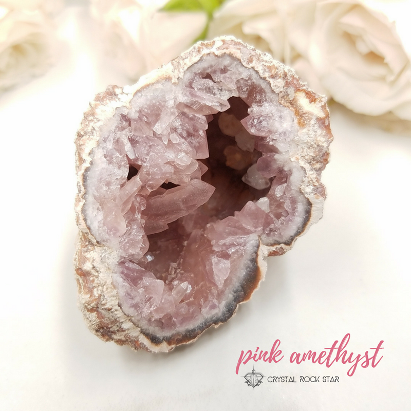 Pink Amethyst Quartz Geode Crystal - CrystalRockStar - Heart Chakra Reiki Healing