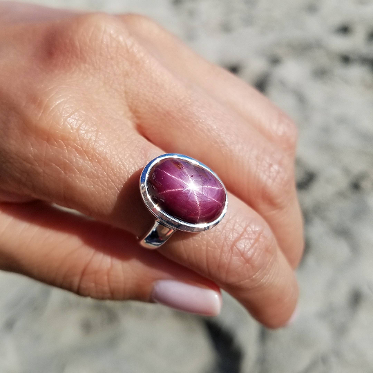 Star Ruby Sterling Silver Ring by CrystalRockStar - Improve Life Force Energy Chronic Fatigue Eliminator