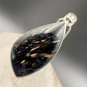 Genuine Greenland Nuummite Silver Pendant Necklace - Crystal Rock Star