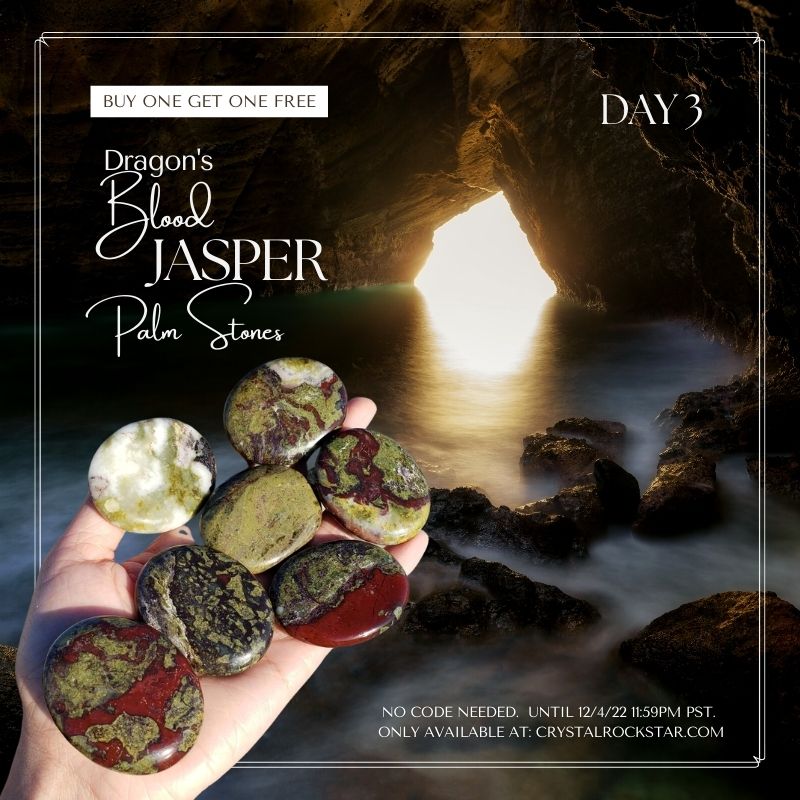 Day 3 - Buy 1 Get 1 Free Dragons Blood Jasper Palm Stones - Crystal Rock Star Deal